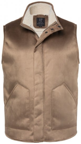 JP1880 851516 Vestă din piele întoarsă sintetică cu căptușeală teddy Bej - Geci - Geci Bărbați Mărimi Mari