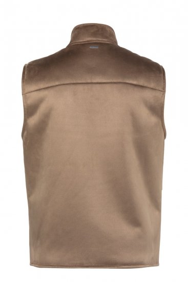 JP1880 851516 Vestă din piele întoarsă sintetică cu căptușeală teddy Bej - Geci - Geci Bărbați Mărimi Mari