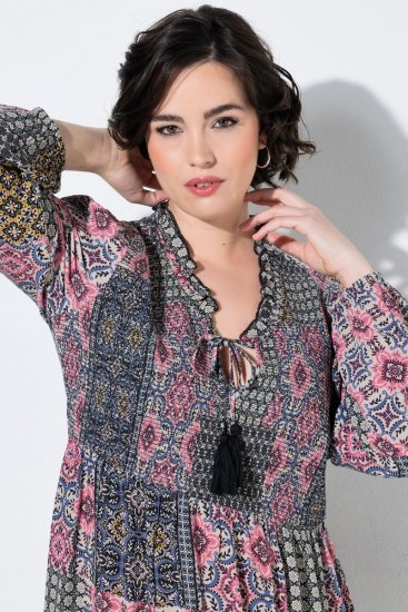 Ulla Popken 851546 Rochie midi imprimată Galben muștar - Rochii midi - Rochii midi la marimi mari