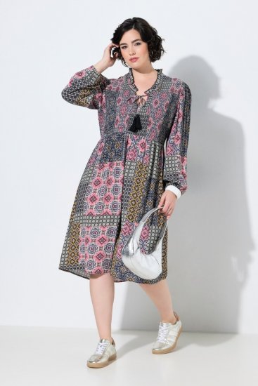 Ulla Popken 851546 Rochie midi imprimată Galben muștar - Rochii midi - Rochii midi la marimi mari