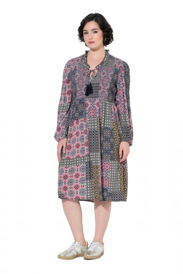 Ulla Popken 851546 Rochie midi imprimată Galben muștar - Rochii midi - Rochii midi la marimi mari