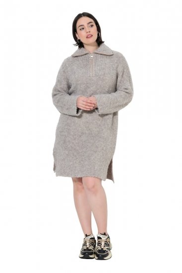 Ulla Popken 851563 Rochie tricotată cu mânecă lungă Bej - Rochii - Rochii pentru toate mărimile