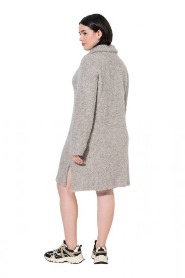Ulla Popken 851563 Rochie tricotată cu mânecă lungă Bej - Rochii - Rochii pentru toate mărimile
