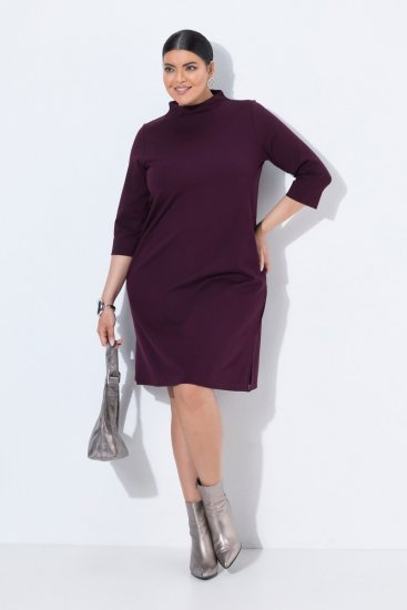 Ulla Popken 851664 Rochie din jerseu cu guler înalt Prună - Rochii - Rochii pentru toate mărimile