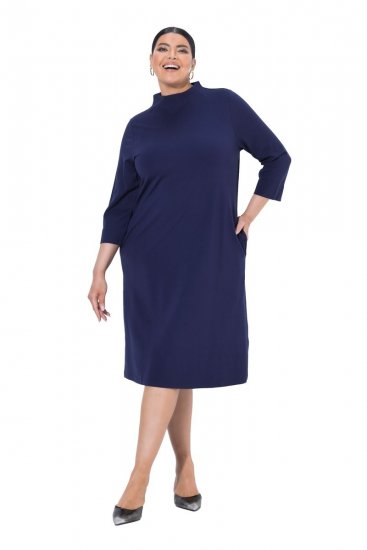 Ulla Popken 851664 Rochie din jerseu în formă de A cu buzunare Bleumarin - Rochii - Rochii pentru toate mărimile