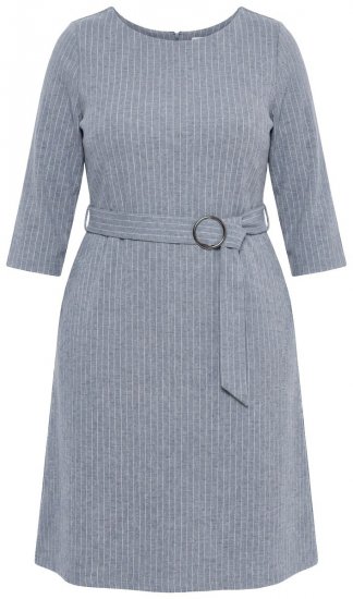 Ulla Popken 851666 Rochie midi în dungi cu mânecă 3/4 Gri melanj - Rochii midi - Rochii midi la marimi mari