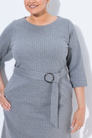 Ulla Popken 851666 Rochie midi în dungi cu mânecă 3/4 Gri melanj - Rochii midi - Rochii midi la marimi mari