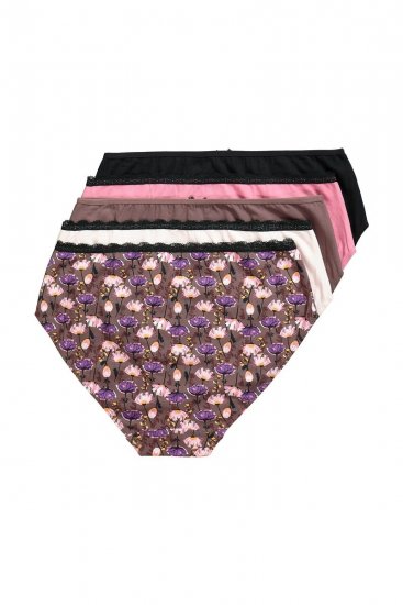 Ulla Popken 851711 Chiloți cu flori set de 5 Maro - Chiloți - 
