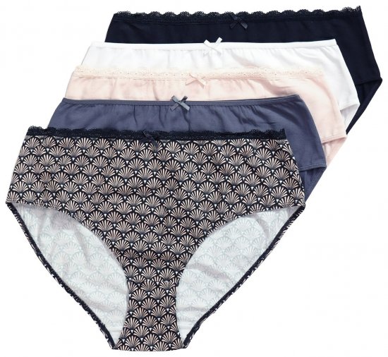 Ulla Popken 851730 Chiloți cu model set de 5 Bej - Chiloți - 