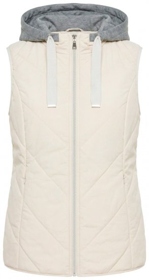 Ulla Popken 851781 Vestă matlasată cu glugă Alb unt - Veste - 