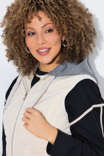 Ulla Popken 851781 Vestă matlasată cu glugă Alb unt - Veste - 