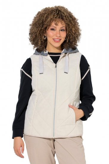 Ulla Popken 851781 Vestă matlasată cu glugă Alb unt - Veste - 