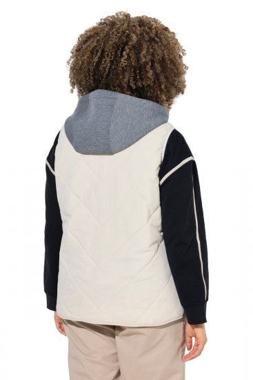 Ulla Popken 851781 Vestă matlasată cu glugă Alb unt - Veste - 