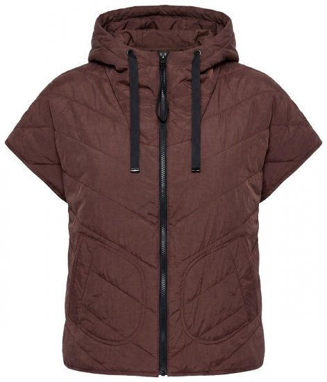Ulla Popken 851785 Vestă matlasată oversize cu glugă Maro - Veste - 