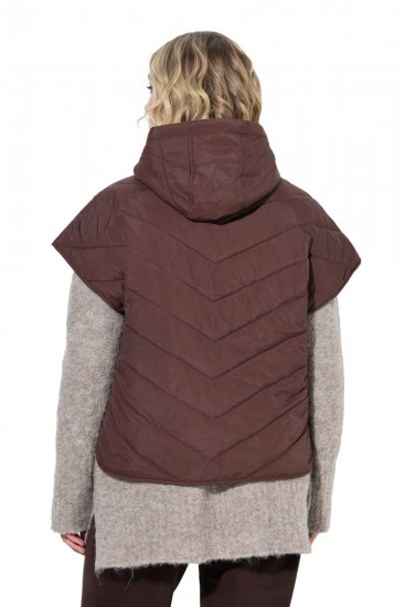 Ulla Popken 851785 Vestă matlasată oversize cu glugă Maro - Veste - 