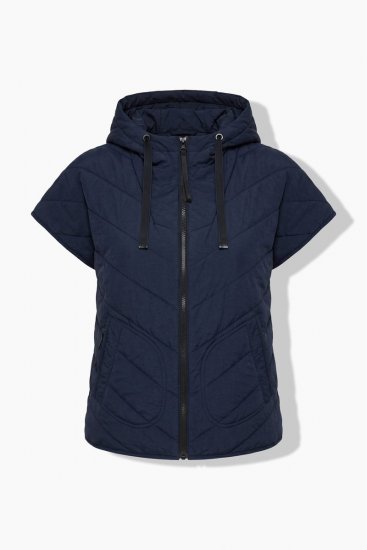 Ulla Popken 851785 Vestă matlasată oversize cu glugă Bleumarin - Veste - 