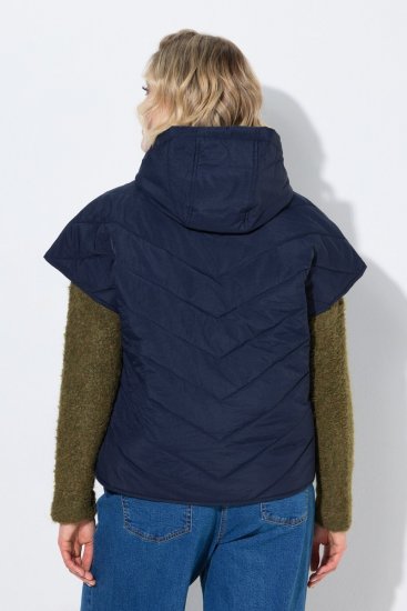 Ulla Popken 851785 Vestă matlasată oversize cu glugă Bleumarin - Veste - 