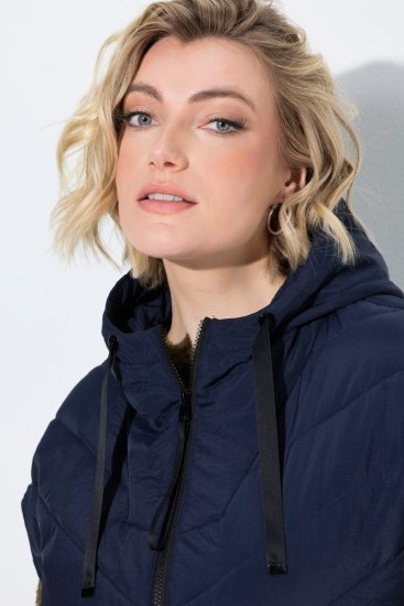 Ulla Popken 851785 Vestă matlasată oversize cu glugă Bleumarin - Veste - 