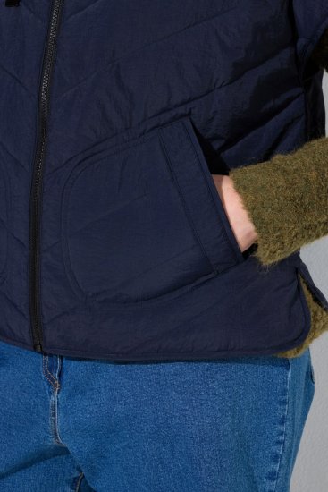 Ulla Popken 851785 Vestă matlasată oversize cu glugă Bleumarin - Veste - 