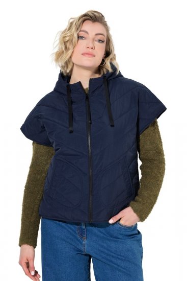 Ulla Popken 851785 Vestă matlasată oversize cu glugă Bleumarin - Veste - 