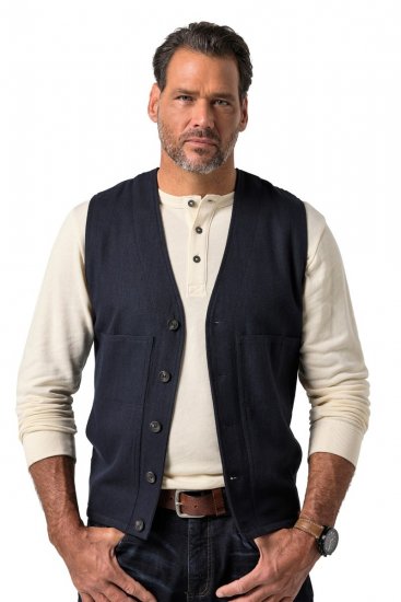 JP1880 851800 Vestă din tweed cu model spic Bleumarin - Costume - Costume Bărbați mărimi mari