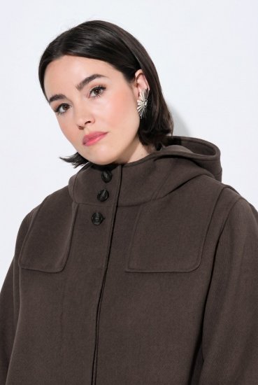 Ulla Popken 851803 Palton duffle Maro închis - Paltoane - Paltoane pentru femei la marimi mari