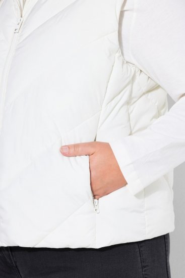Ulla Popken 851833 Vestă matlasată cu guler înalt Alb unt - Veste - 