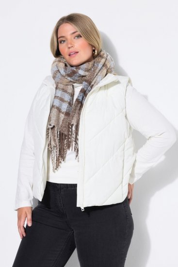 Ulla Popken 851833 Vestă matlasată cu guler înalt Alb unt - Veste - 