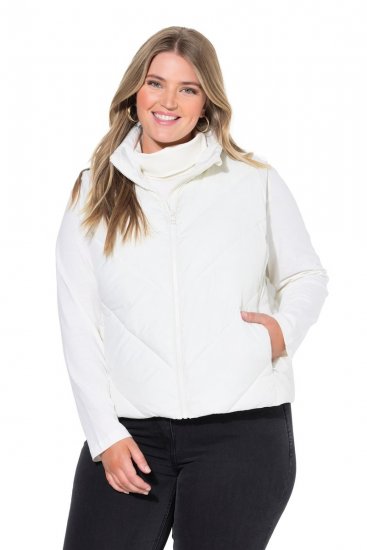 Ulla Popken 851833 Vestă matlasată cu guler înalt Alb unt - Veste - 