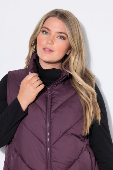 Ulla Popken 851833 Vestă matlasată cu guler înalt Maro - Veste - 