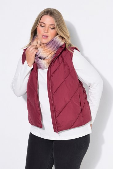 Ulla Popken 851833 Vestă matlasată cu guler înalt Roșu - Veste - 