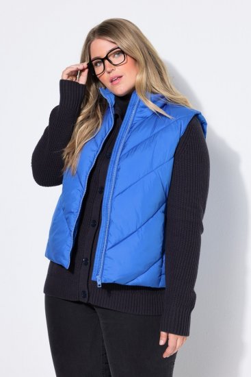 Ulla Popken 851833 Vestă matlasată cu guler înalt Albastru - Veste - 