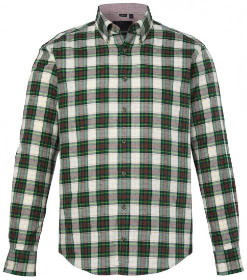 JP1880 851877 Cămașă din flanel în carouri cu mânecă lungă Verde închis TALL - TALL cămăși - Cămăși TALL pentru bărbați înalți