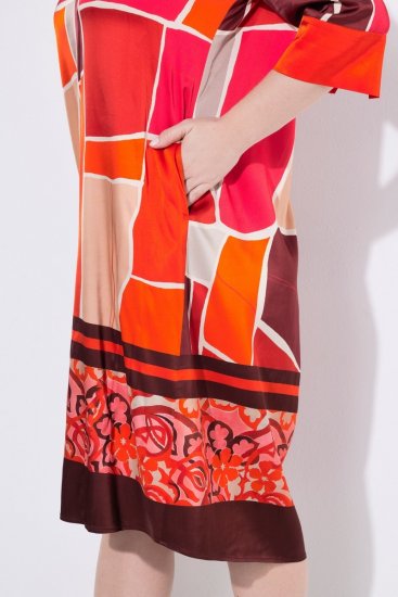 Ulla Popken 852024 Rochie midi în formă de A cu mânecă 3/4 Roz - Rochii midi - Rochii midi la marimi mari