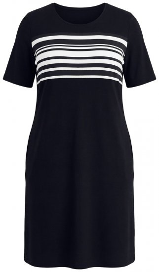 Ulla Popken 852079 Rochie tip tricou în dungi Neagră - Rochii - Rochii pentru toate mărimile