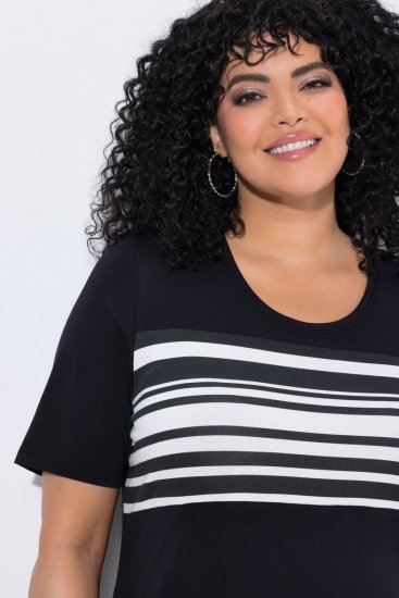 Ulla Popken 852079 Rochie tip tricou în dungi Neagră - Rochii - Rochii pentru toate mărimile