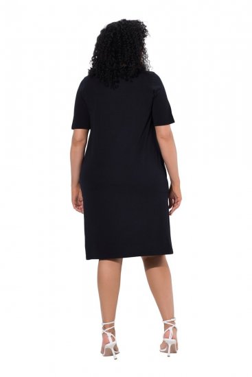 Ulla Popken 852079 Rochie tip tricou în dungi Neagră - Rochii - Rochii pentru toate mărimile
