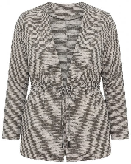 Ulla Popken 852086 Cardigan în dungi cu șnur Taupe - Cardigane - Cardigane pentru femei la marimi mari