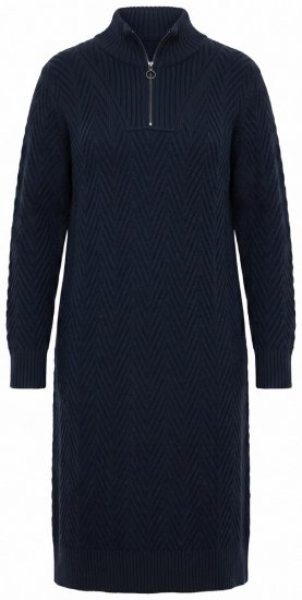 Ulla Popken 852121 Rochie tricotată cu mânecă lungă și guler înalt Bleumarin - Rochii tricotate -