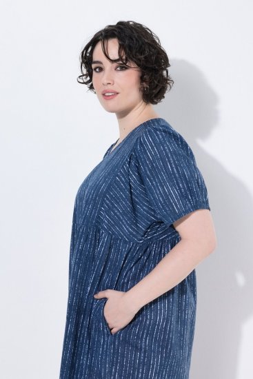 Ulla Popken 852214 Rochie midi în dungi Bleumarin - Rochii midi - Rochii midi la marimi mari