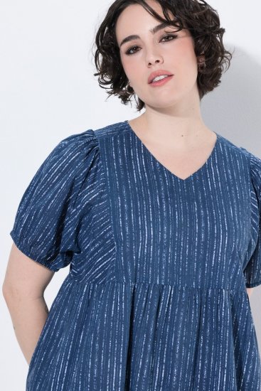Ulla Popken 852214 Rochie midi în dungi Bleumarin - Rochii midi - Rochii midi la marimi mari