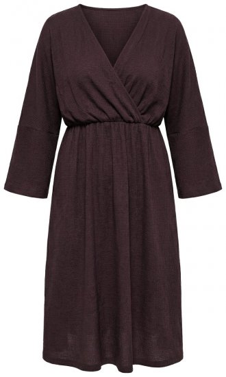 Ulla Popken 852307 Rochie petrecută cu mânecă lungă Maro mahon - Rochii midi - Rochii midi la marimi mari