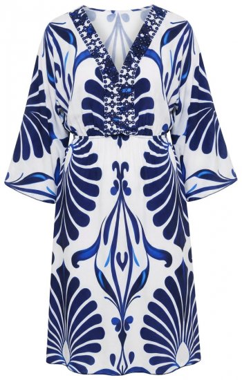 Ulla Popken 852314 Rochie imprimată Alb - Rochii midi - Rochii midi la marimi mari