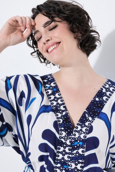 Ulla Popken 852314 Rochie imprimată Alb - Rochii midi - Rochii midi la marimi mari