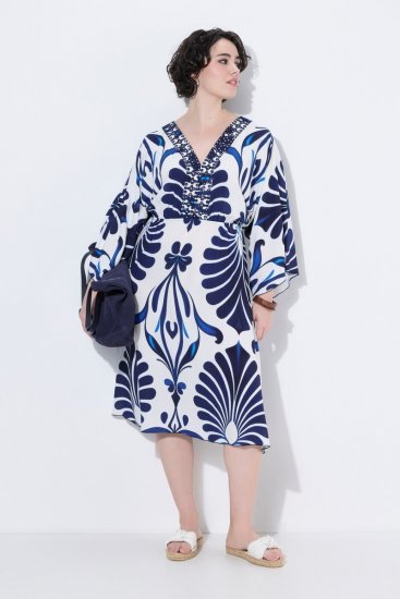 Ulla Popken 852314 Rochie imprimată Alb - Rochii midi - Rochii midi la marimi mari