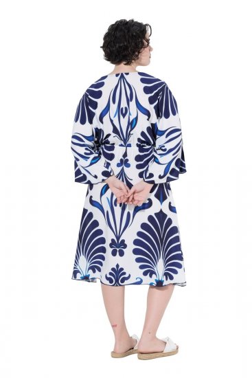 Ulla Popken 852314 Rochie imprimată Alb - Rochii midi - Rochii midi la marimi mari