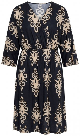 Ulla Popken 852315 Rochie petrecută imprimată Neagră - Rochii midi - Rochii midi la marimi mari