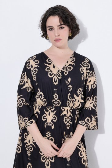 Ulla Popken 852315 Rochie petrecută imprimată Neagră - Rochii midi - Rochii midi la marimi mari