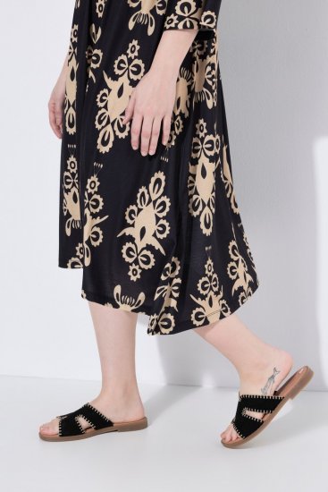 Ulla Popken 852315 Rochie petrecută imprimată Neagră - Rochii midi - Rochii midi la marimi mari