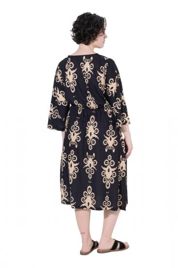 Ulla Popken 852315 Rochie petrecută imprimată Neagră - Rochii midi - Rochii midi la marimi mari